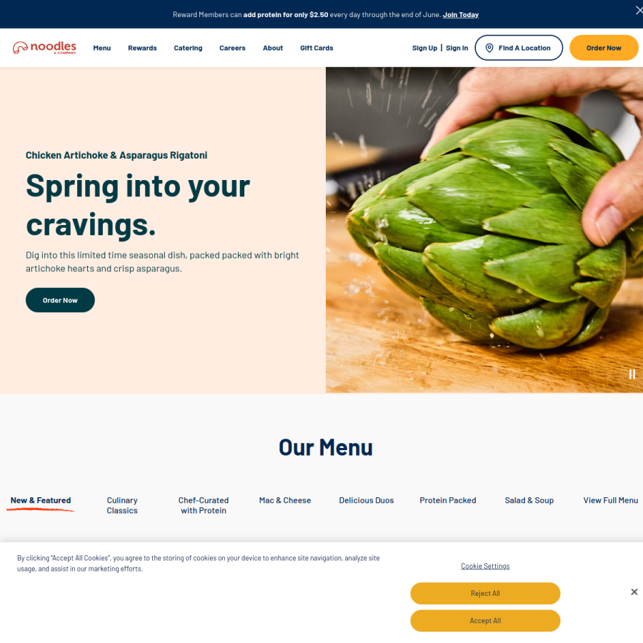 noodles.com homepage screenshot