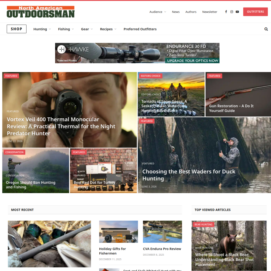 northamerican-outdoorsman.com homepage screenshot