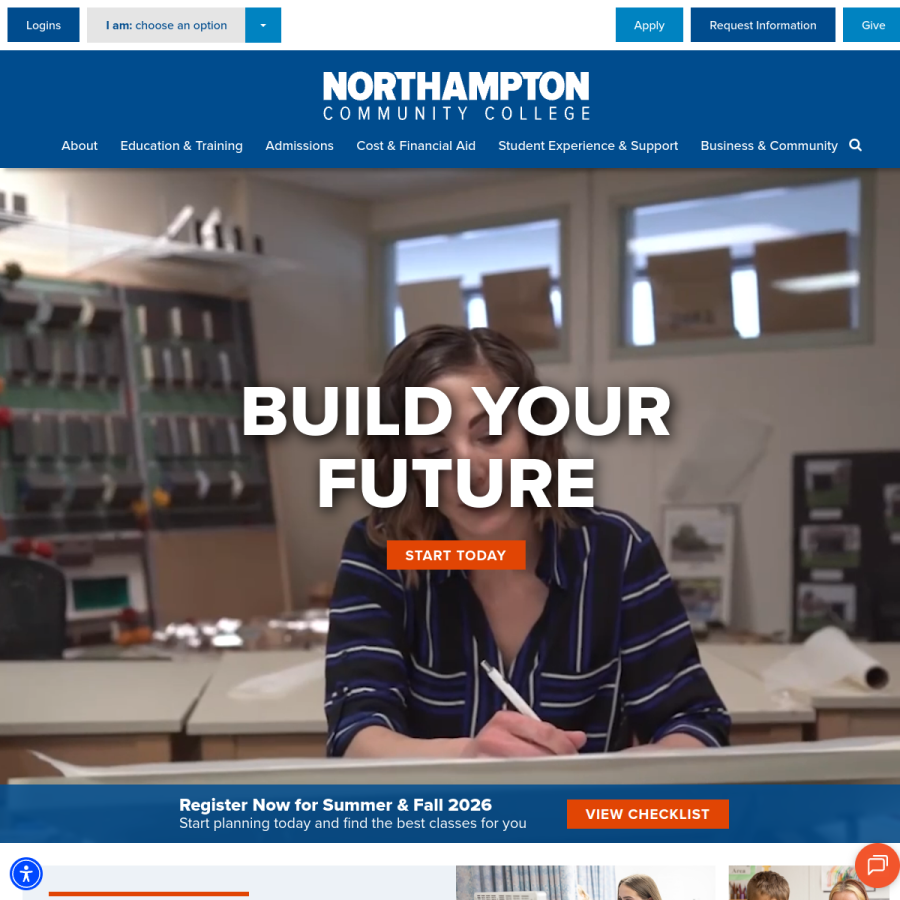 northampton.edu homepage screenshot