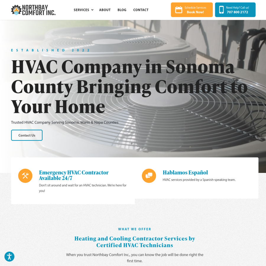 northbaycomfort.com homepage screenshot