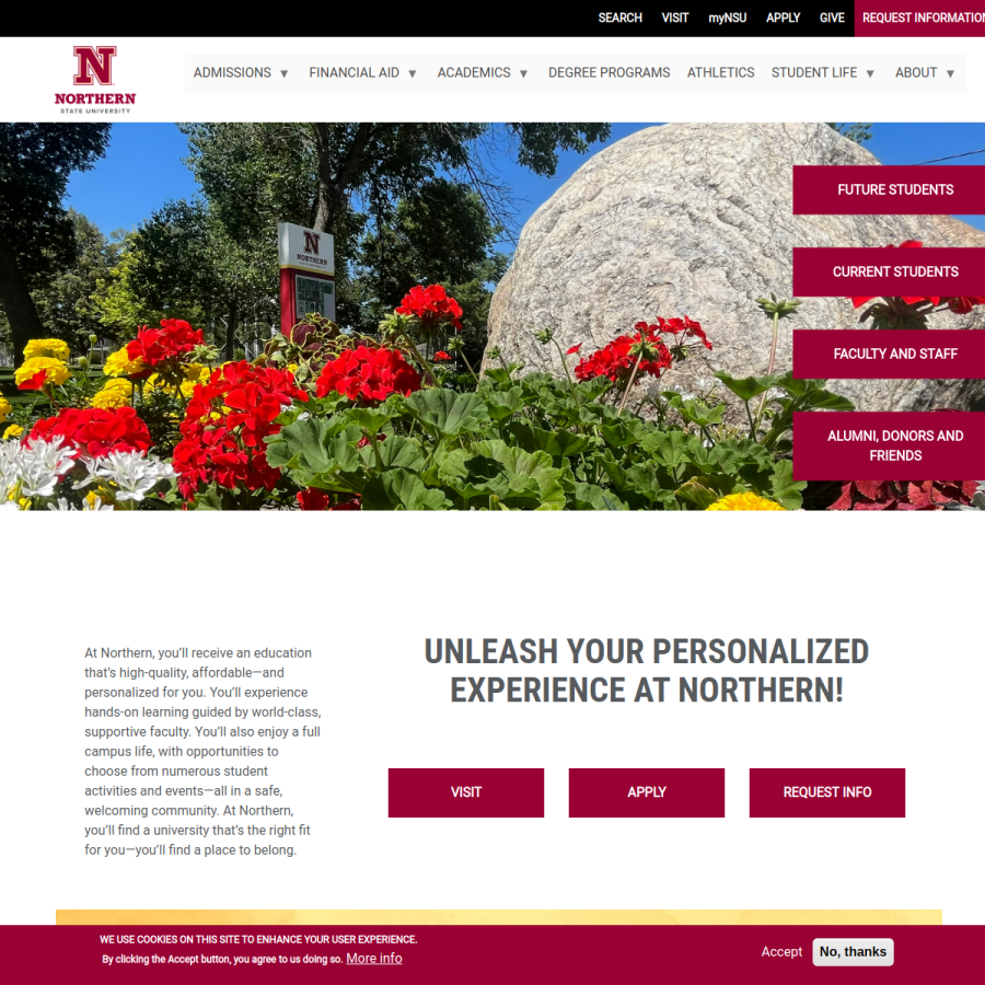 northern.edu homepage screenshot
