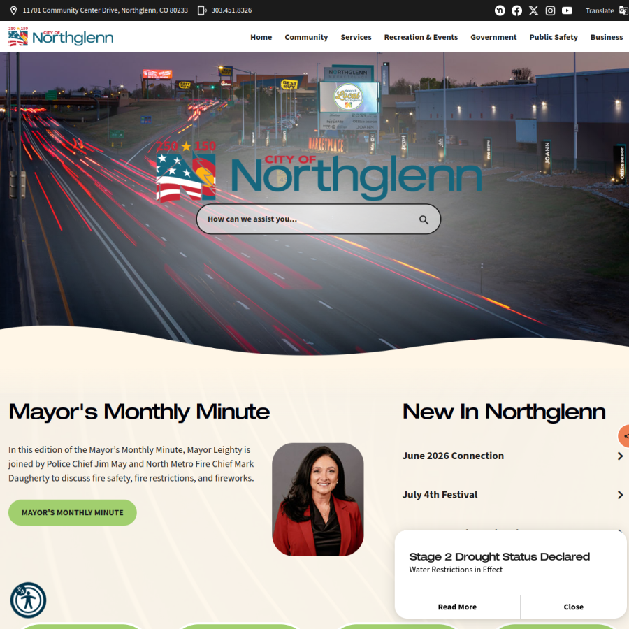 northglenn.org homepage screenshot