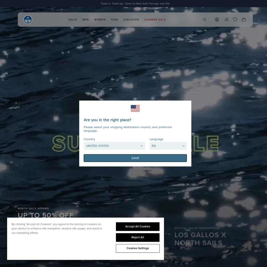 northsails.com homepage screenshot