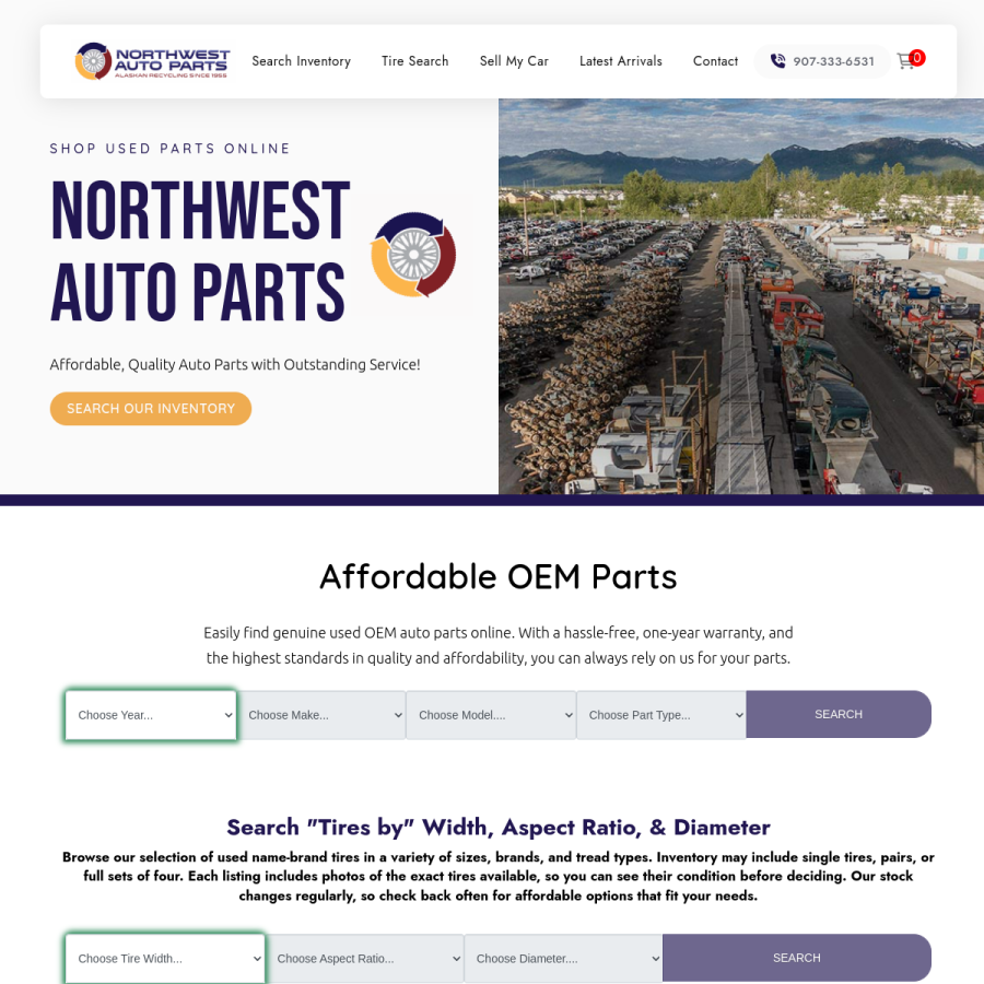 northwestautoparts.com homepage screenshot