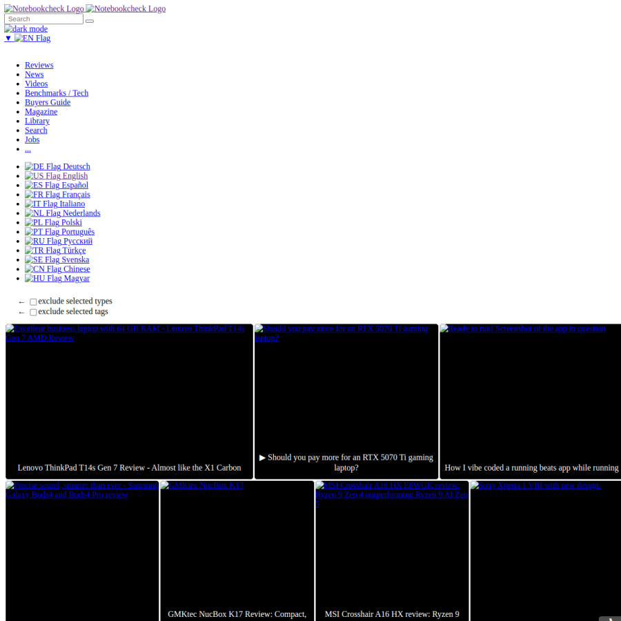 notebookcheck.net homepage screenshot