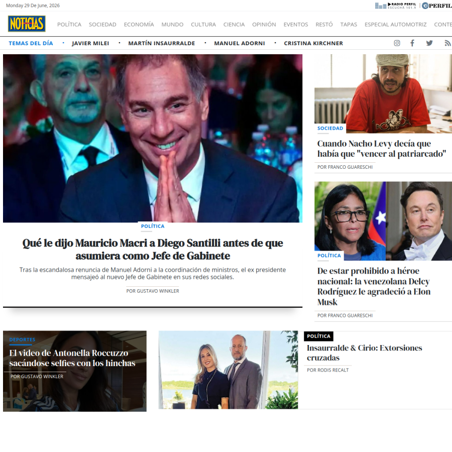 noticias.perfil.com homepage screenshot