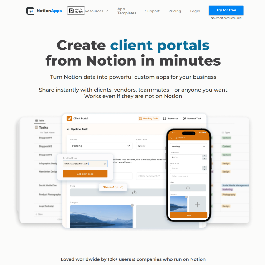 notionapps.com homepage screenshot