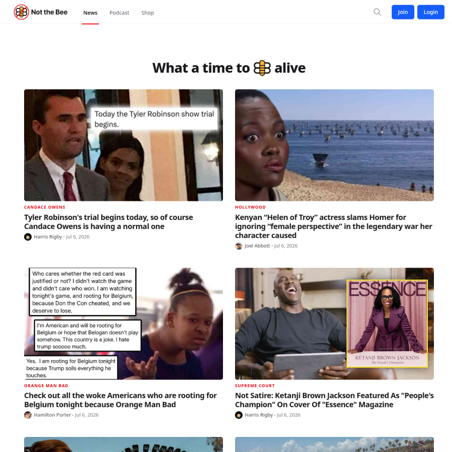 notthebee.com homepage screenshot