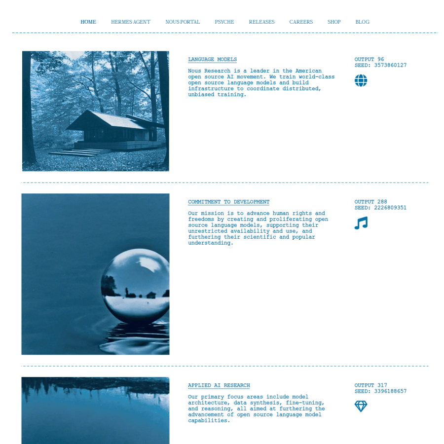 nousresearch.com homepage screenshot