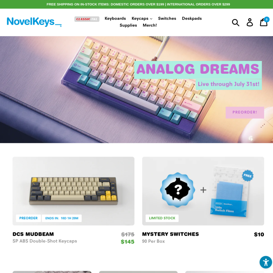 novelkeys.com homepage screenshot