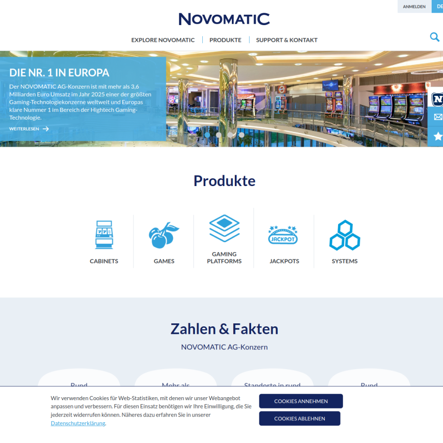 novomatic.com homepage screenshot