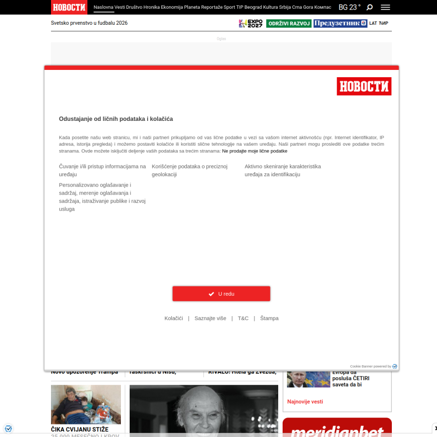 novosti.rs homepage screenshot