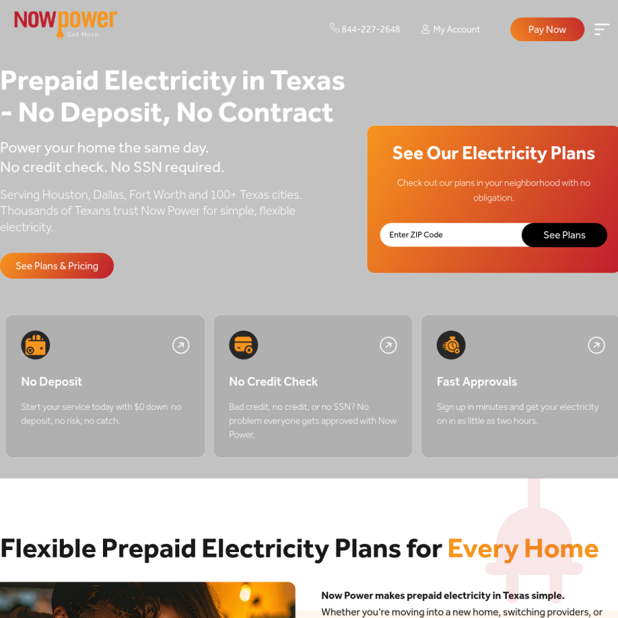 nowpowertexas.com homepage screenshot