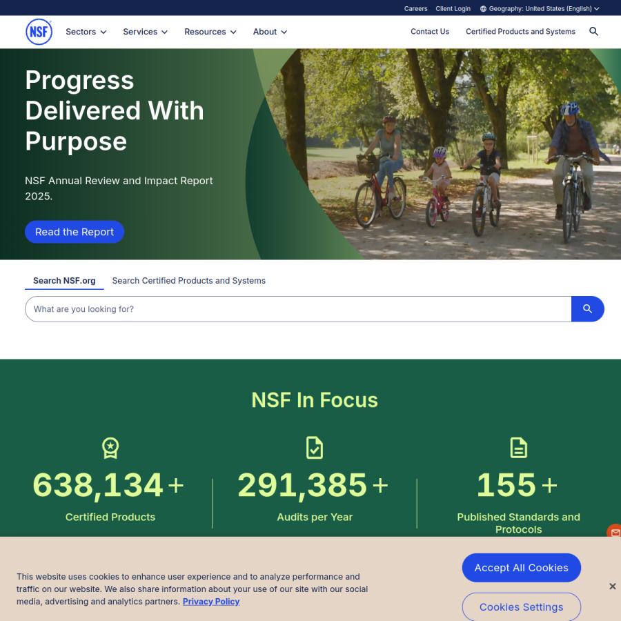 nsf.org homepage screenshot