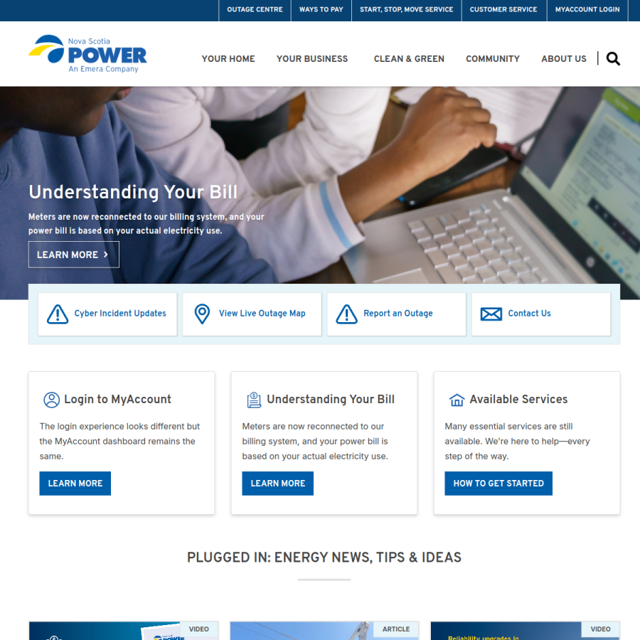 nspower.ca homepage screenshot