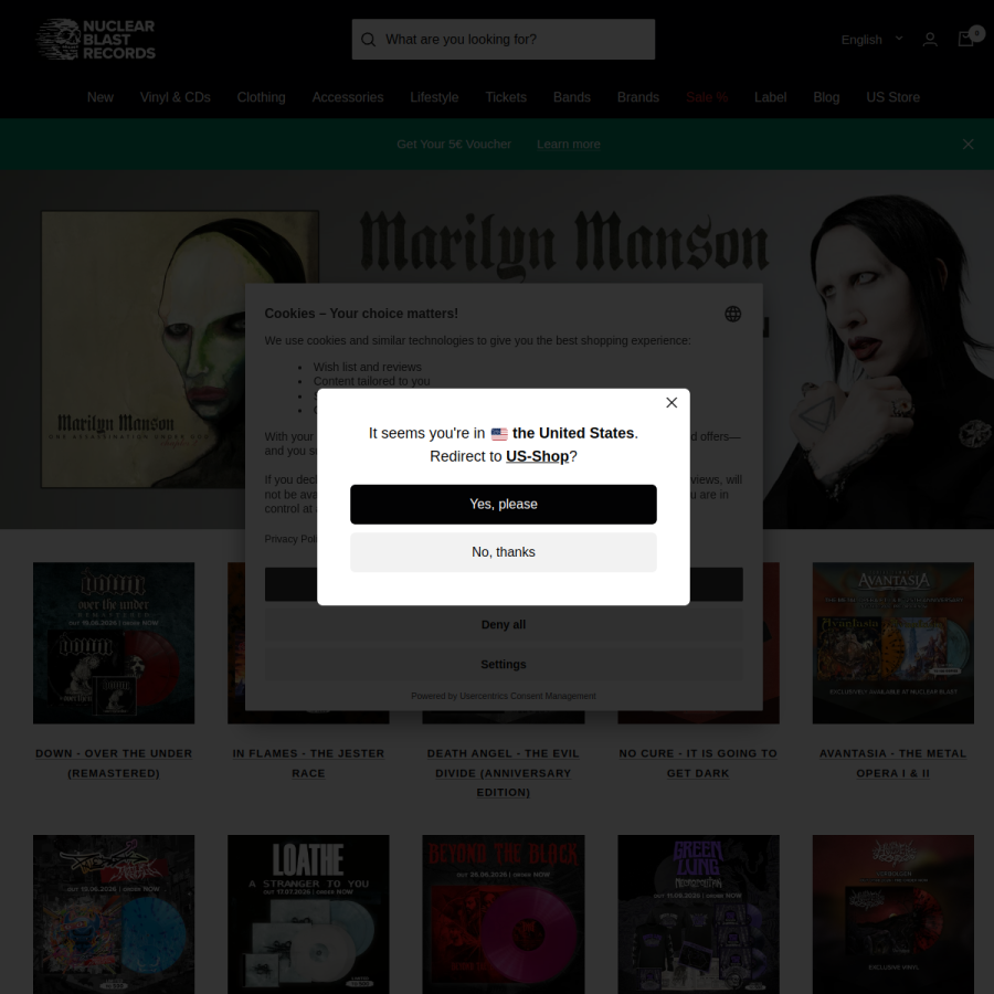 nuclearblast.com homepage screenshot