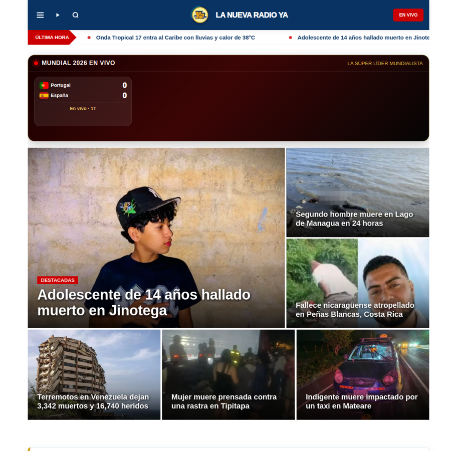 nuevaya.com.ni homepage screenshot