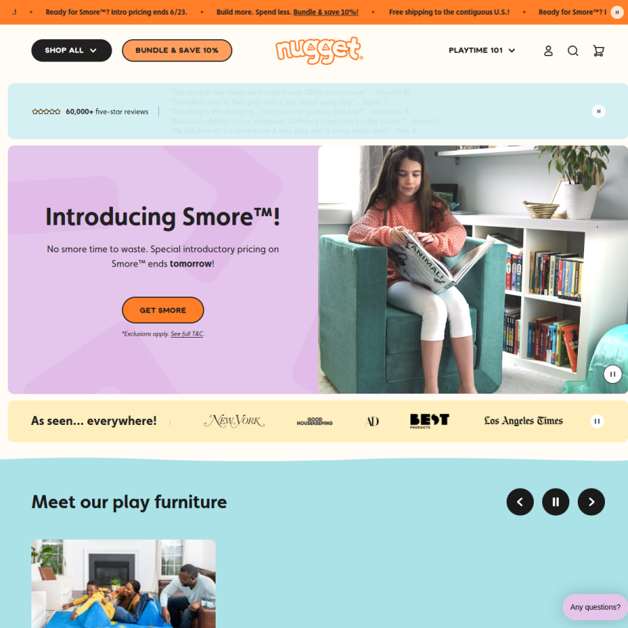 nuggetcomfort.com homepage screenshot