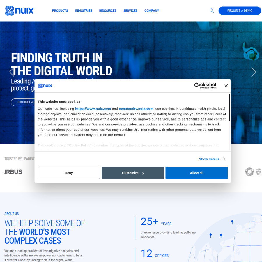 nuix.com homepage screenshot