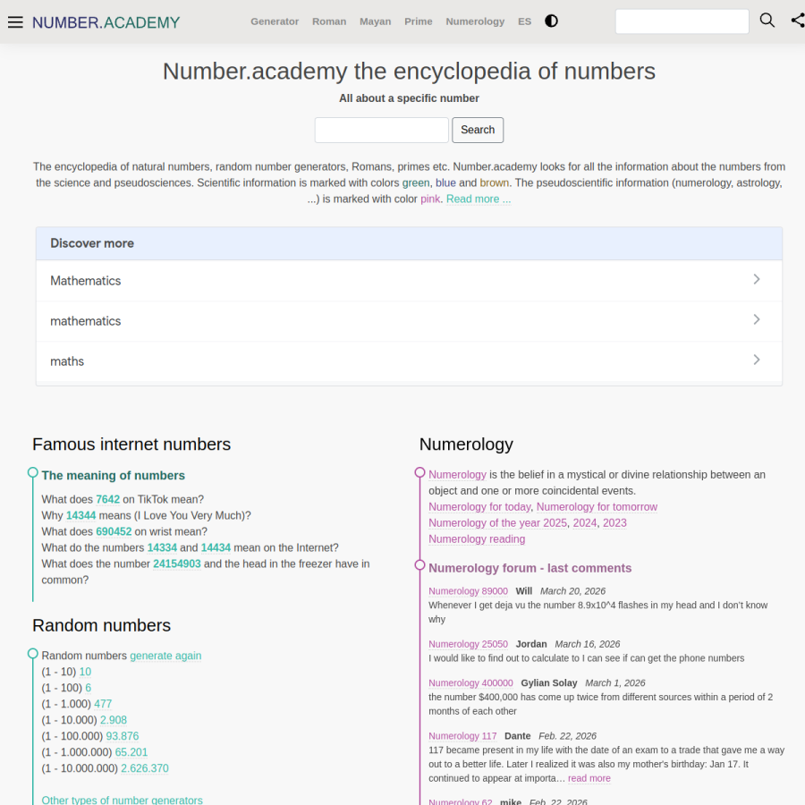 number.academy homepage screenshot