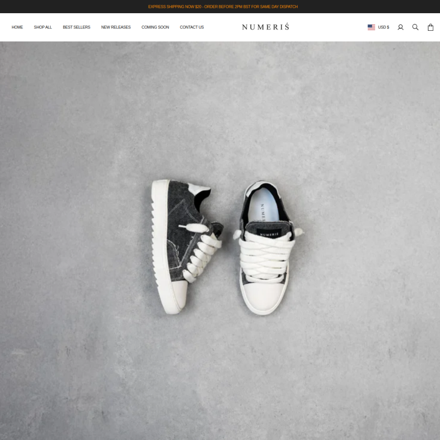 numerisfootwear.com homepage screenshot