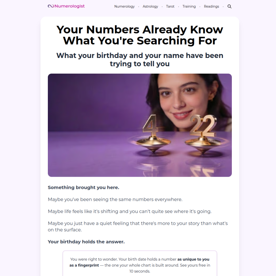 numerologist.com homepage screenshot