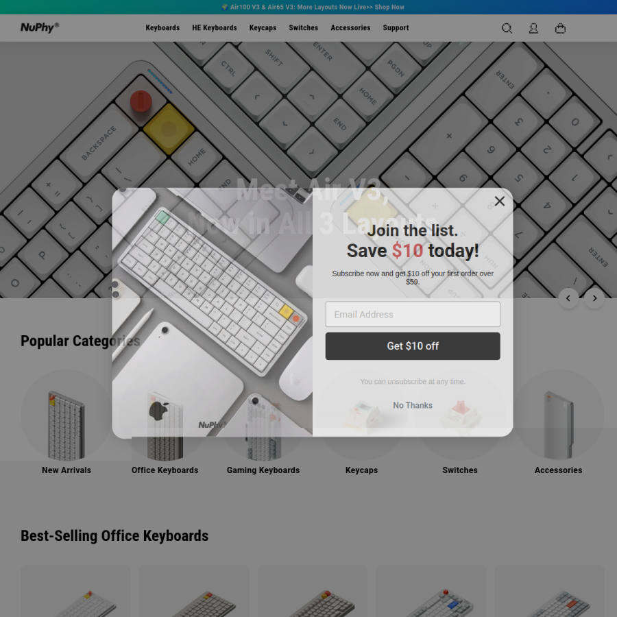nuphy.com homepage screenshot