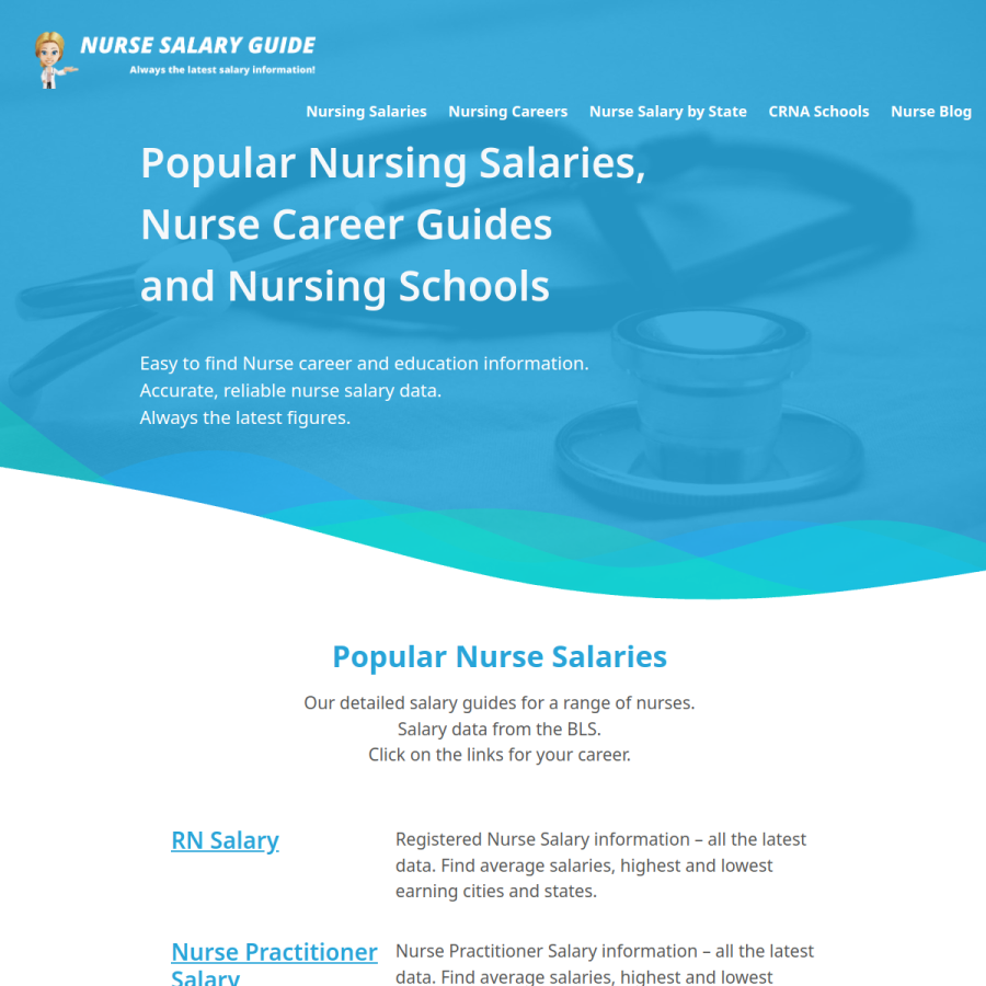 nursesalaryguide.net homepage screenshot