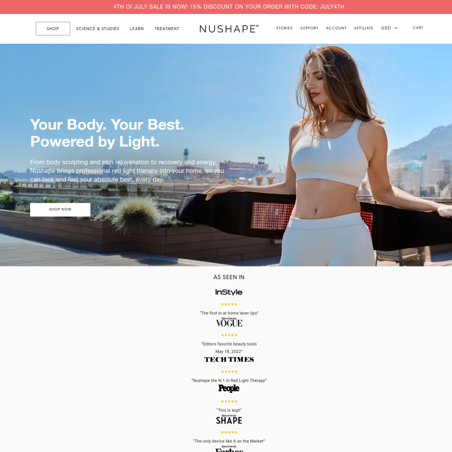 nushape.com homepage screenshot