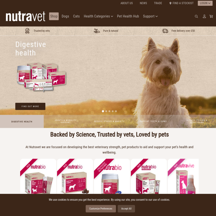 nutravet.co.uk homepage screenshot
