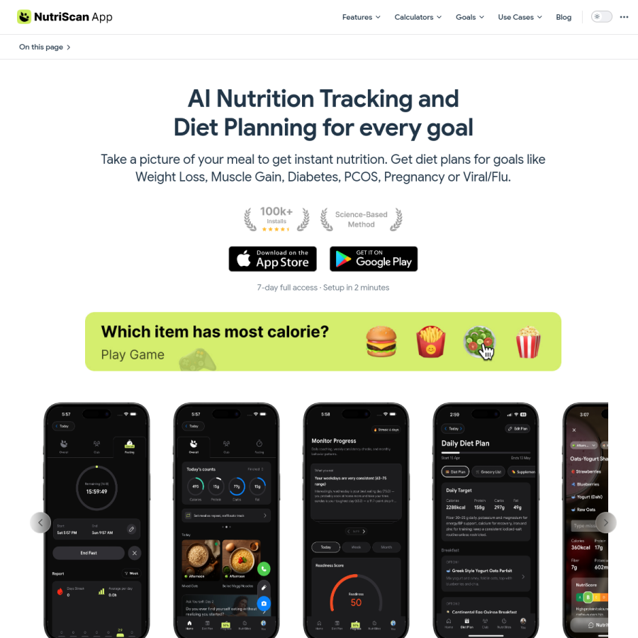 nutriscan.app homepage screenshot