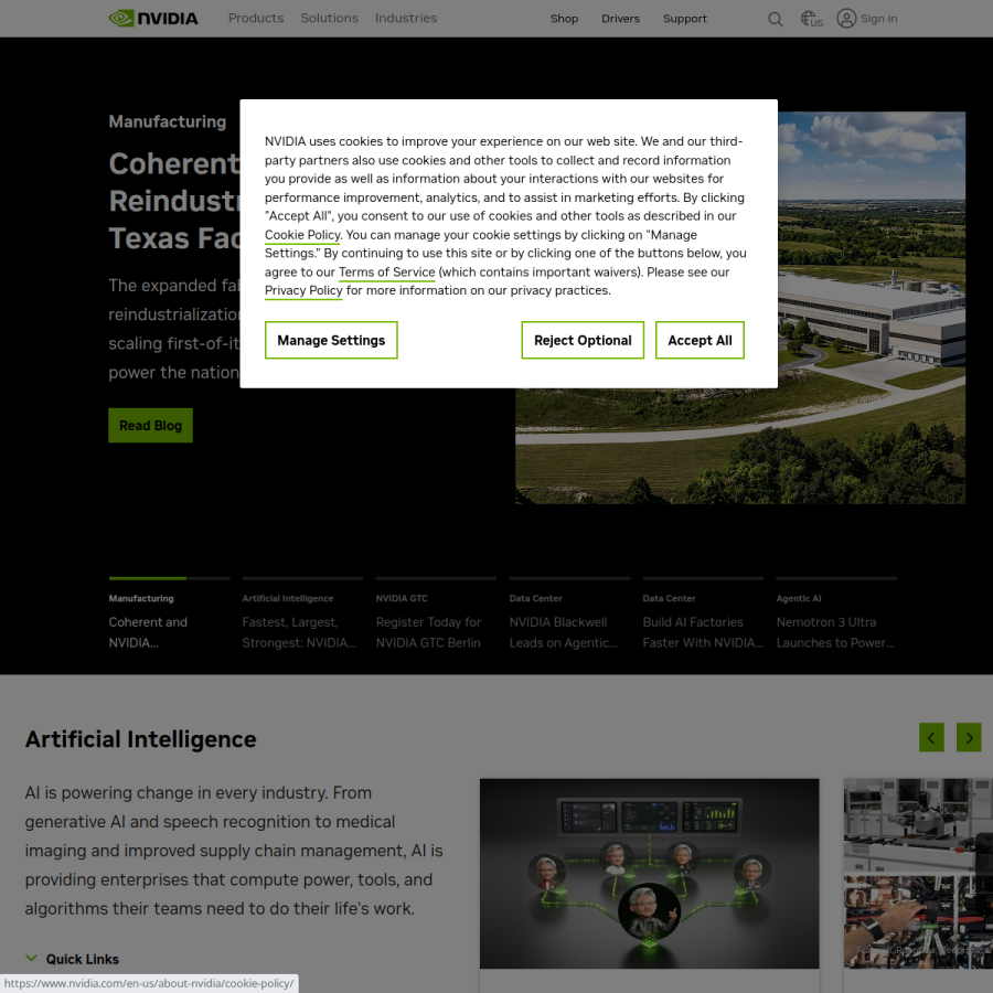 nvidia.com homepage screenshot