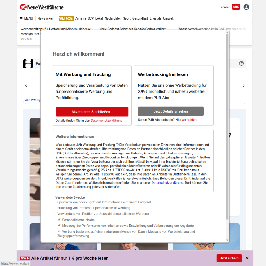 nw.de homepage screenshot