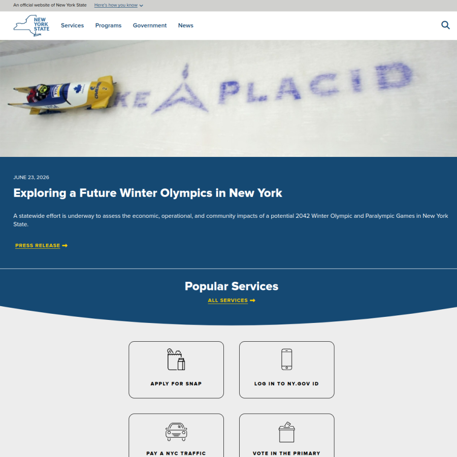 ny.gov homepage screenshot