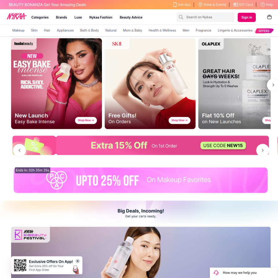 nykaa.com homepage screenshot