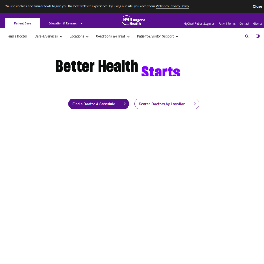 nyulangone.org homepage screenshot
