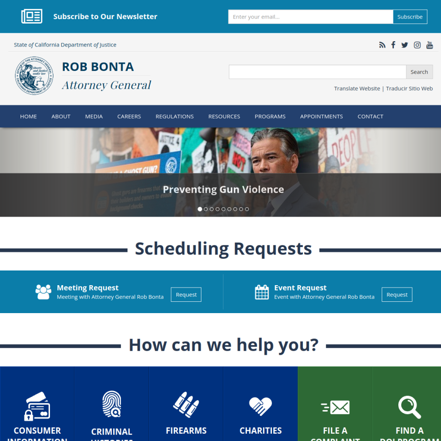 oag.ca.gov homepage screenshot