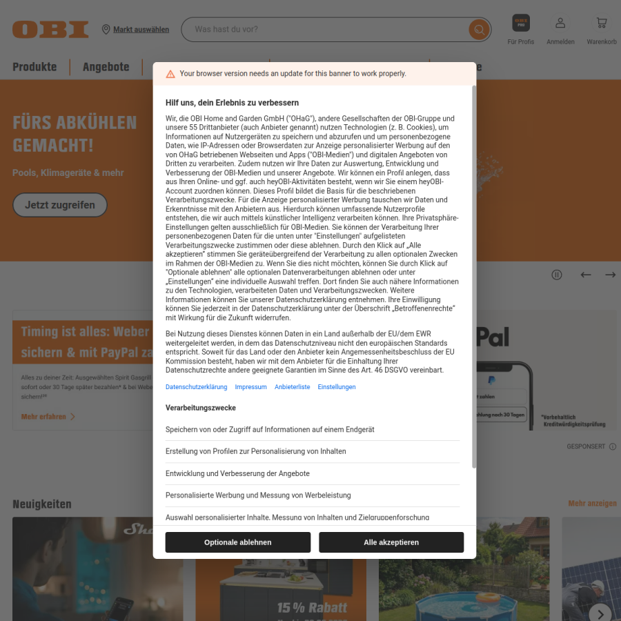 obi.de homepage screenshot