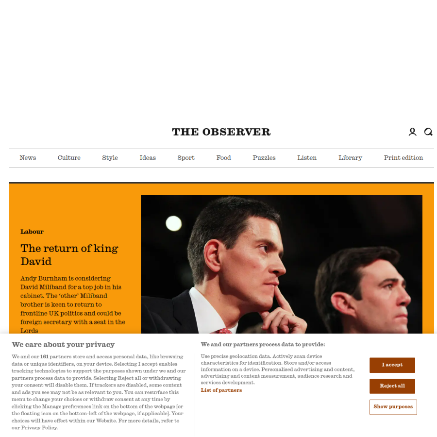 observer.co.uk homepage screenshot