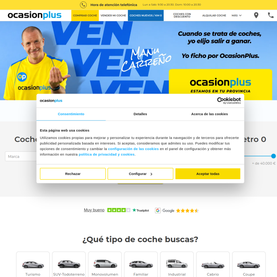 ocasionplus.com homepage screenshot