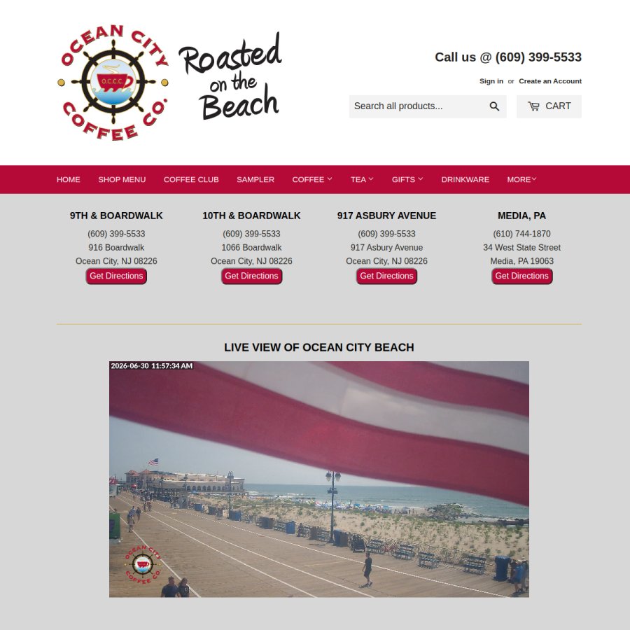 oceancitycoffee.com homepage screenshot