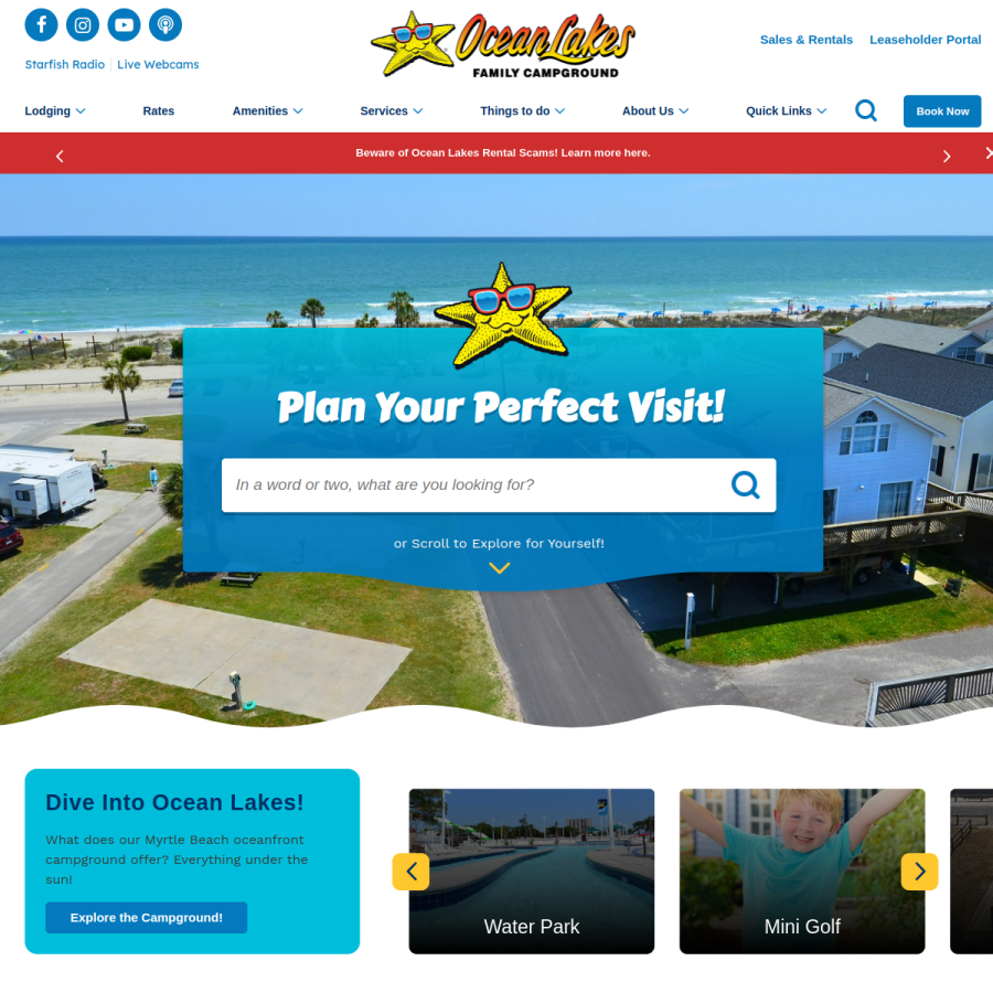 oceanlakes.com homepage screenshot