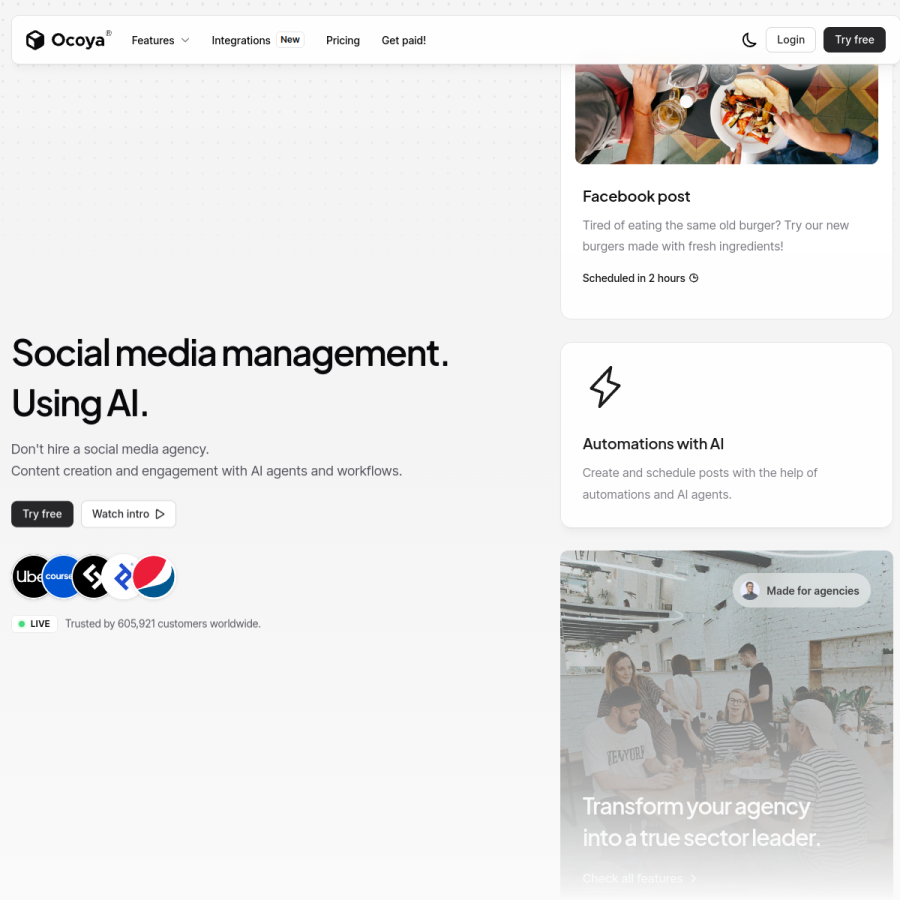 ocoya.com homepage screenshot