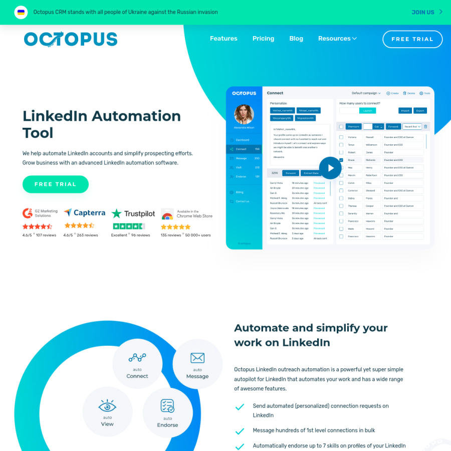 octopuscrm.io homepage screenshot