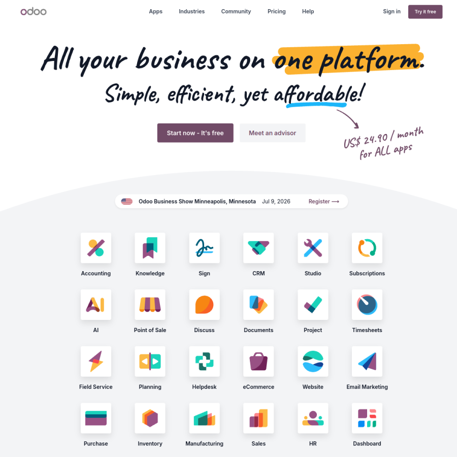 odoo.com homepage screenshot
