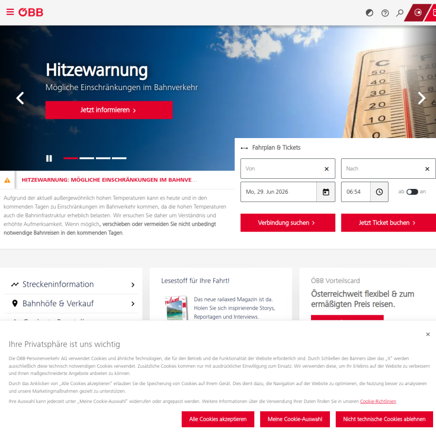 oebb.at homepage screenshot