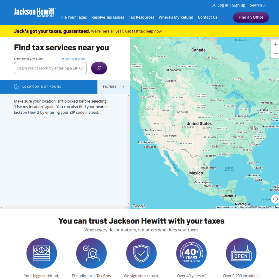 office.jacksonhewitt.com homepage screenshot