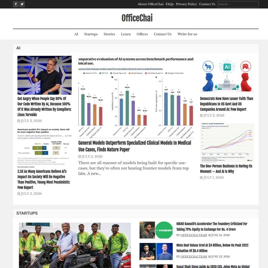 officechai.com homepage screenshot