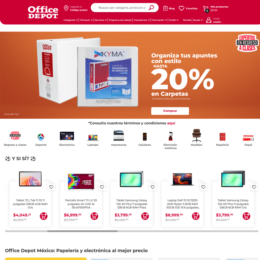 officedepot.com.mx homepage screenshot