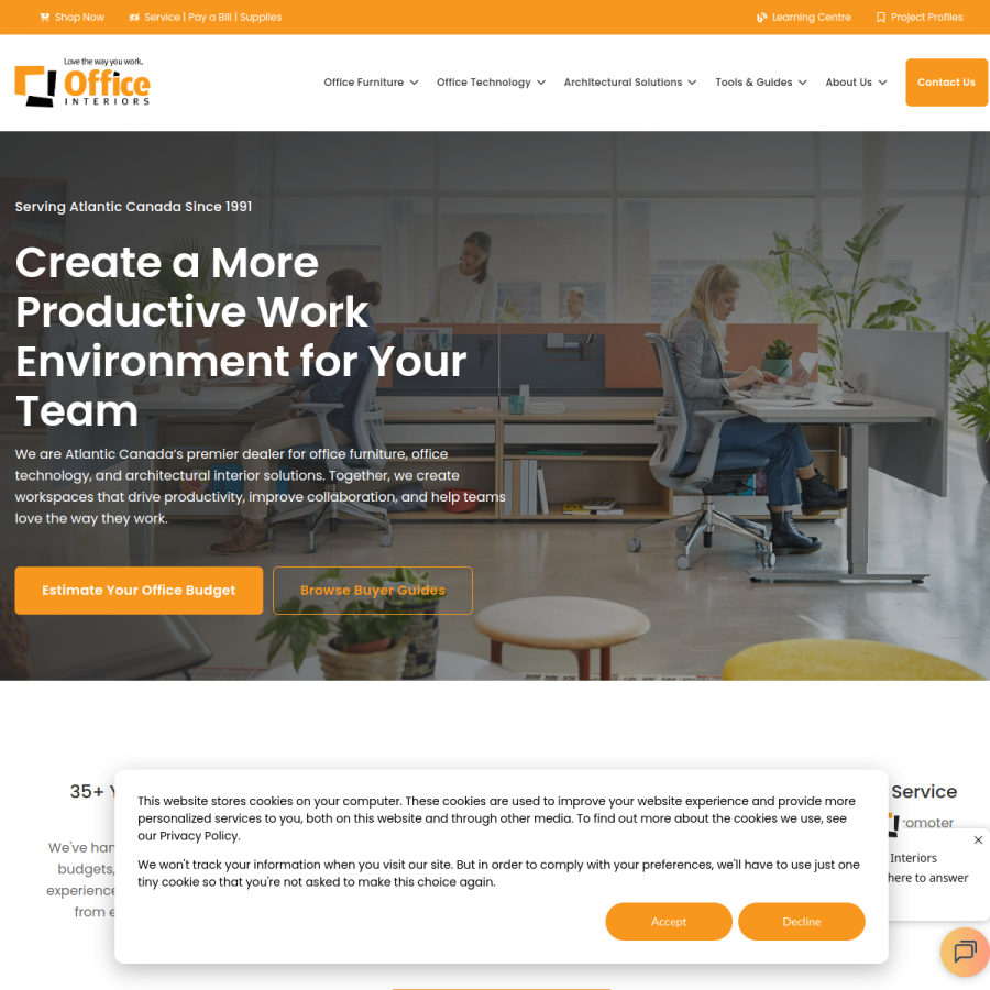 officeinteriors.ca homepage screenshot